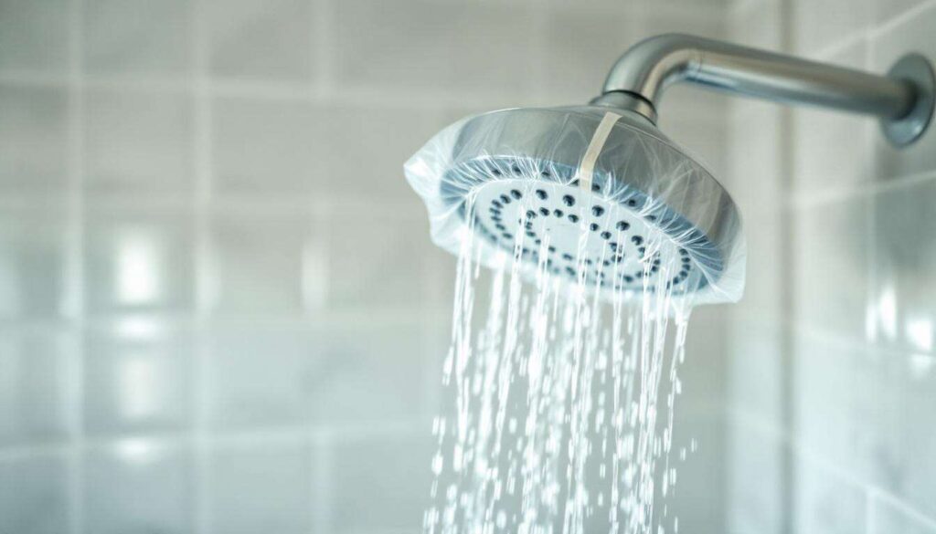 Verkalkte Dusche: Der einfache Plastikbeutel-Trick, der den Duschkopf fast von selbst wieder sauber macht